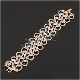 Charm Bracelets Moda Charm Bracelets Bangles Para Mulheres Luxo Rhinestone Crystal Nupcial Wedding Jóias Acessórios Drop Delivery Dhob9