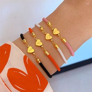 Bracelets de charme Classique Classique A-Z Heart Bracelet Bracelet Femmes Simpel Rope coloré réglable pour cadeau de bijoux