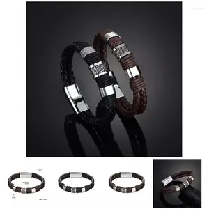 Bracelets de charme Bracelet en cuir véritable classique pour hommes bijoux à main