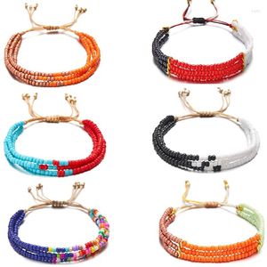 Bracelets de charme Mode Coloré Riz Perle Chaîne Bracelet Pour Femmes Fille Boho À La Main Tricoté Corde Réglable Bijoux Quotidiens Gi