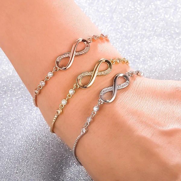 Pulseras de encanto Moda Crystal Infinity Pulsera de 8 caracteres para mujeres Ajustable CZ Endless Love Tennis Regalo de joyería de cumpleaños