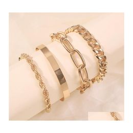 Bedelarmbanden mode cuban link armband staals staal 18K vergulde pols persoonlijkheid hiphop mtilayer bangle dhs drop dhpnv