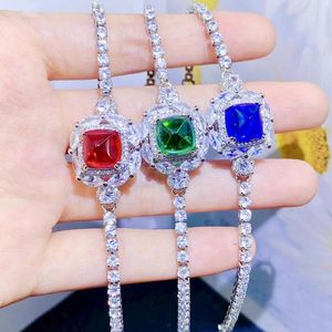 Bracelets de charme Mode Mignon Multicolore Tour De Sucre Cristal Pour Les Femmes De Luxe Élégant Argent Couleur 17cm Chaîne Bracelet Bijoux Cadeau