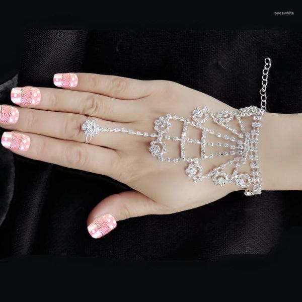 Bracelets porte-bonheur mode danse latine blanc dame fille strass chaîne gants Charn Bracelet en gros