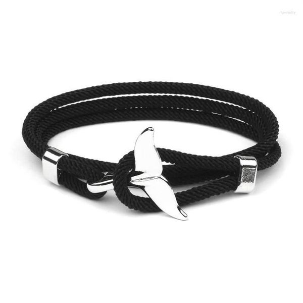 Pulseras de encanto Moda Dolphin Fish Tail Cuerda hecha a mano Vela náutica Brazalet para mujeres Hombres Surf Beach Joyería Fawn22251Y