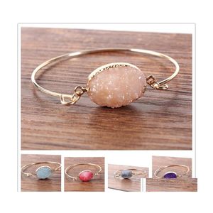 Charme Bracelets Mode Druzy Drusy Bracelet Plaqué Or Ovale Irregar Imiter Bracelet En Pierre Naturelle Pour Les Femmes Bijoux Drop Delivery Dha4T