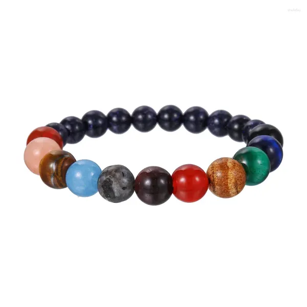 Pulseras de encanto Moda Ocho Planetas Pulsera de cuentas Universo de piedra natural para mujeres Hombres Joyería Regalos Accesorios de muñeca de moda 2024