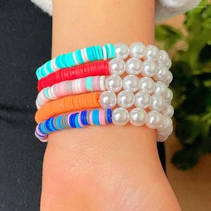 Bedelarmbanden mode elastische kleurrijke polymeer klei kralen armband voor vrouwen asymmetrische parelketen bohemia y2k sieraden geschenken