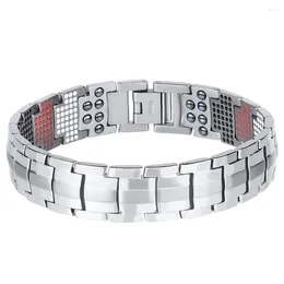 Bracelets de charme Mode Electroplaqué Noir 4-en-1 Anion Bracelet magnétique 591 éléments Titanium Hommes Énergie pour cadeaux