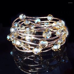Braccialetti con ciondoli Moda Fantasia Perline di cristallo Set di braccialetti multistrato per donne Ragazze Accessori regalo di gioielli di tendenza regolabili