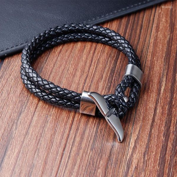 Bracelets porte-bonheur mode queue de poisson en cuir tressé Bracelet pour hommes Style Simple accessoires pour hommes cadeau de l'année