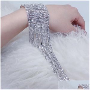 Bedelarmbanden mode flace bracelet hand sieraden bruids glanzende lange tassel kristallen armbanden bruiloft sieraden 230425 drop levering dhlas