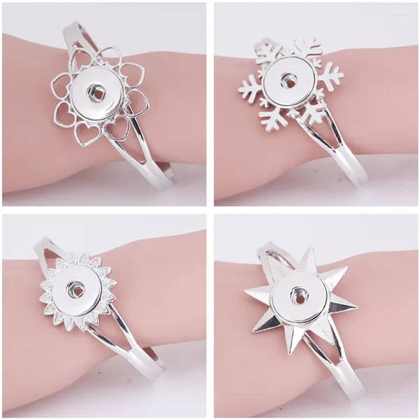 Pulseras de encanto Moda Flores Copo de nieve Belleza simple Metal Snap Pulsera Brazalete Ajuste 18 mm Botones Joyería al por mayor SG0026