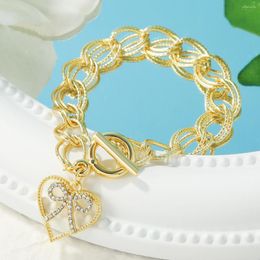 Bracelets porte-bonheur mode or métal Bracelet coeur femme luxe fête des mères Surprise cadeau accessoires de fête pour les femmes 2023 tendance