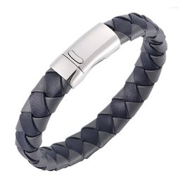 Bracelets porte-bonheur Mode Gris Bleu Bracelet En Cuir Tressé Hommes Bijoux À La Main Corde Wrap Bracelets Cadeaux Mâles Goutte