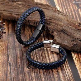 Bedelarmbanden mode handgemaakte lederen armband voor mannen jongen roestvrij staal magnetische polsband bangle sportieve stijl mannelijke sieraden