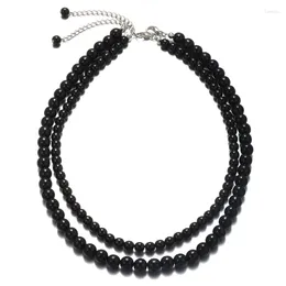 Pulseras de encanto Moda Collar de cuentas redondas hechas a mano 2 unids / set 6/8 mm Mala Beads Simple Negro Hombres Mujeres Pulsera