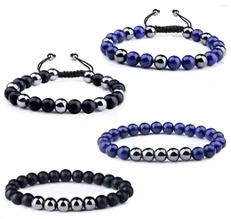 Pulseras de encanto Moda Curación Energía Natural Tiger Eye Stone Lava Pulsera para hombres Mujeres Terapia de hematita Cuentas de 8 mm Estiramiento ajustable