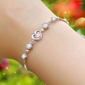 Pulseras con dijes Pulsera de amatista de corazón de moda Dulce novia romántica Accesorios de joyería de boda Promesa Chica Amor Regalo de aniversario