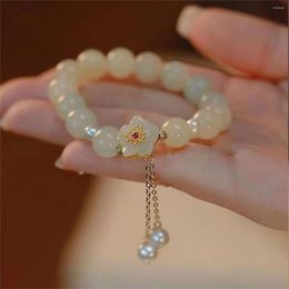 Charm Armbanden Mode Imitatie Jade Kersenbloesem Voor Vrouwen Meisjes Chinese Stijl Bloem Kristal Kralen Armband Vriendschap Sieraden