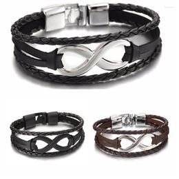 Bedelarmbanden mode Infinity Bracelet roestvrij staal leer klassiek patroon heren ketting buckle sieraden geschenk
