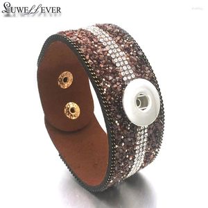 Bracelets de charme Fashion Interchangeable Crystal 052 RHINESTONS VELVET Cuir Bangle Fit 18 mm bouton-bouton Bracelet bijoux pour les femmes Cadeau