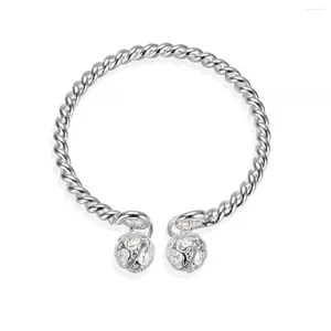 Bracelets de charme Bijoux de mode 925 en argent sterling rétro double cloche torsion corde bracelet ouvert pour femmes hommes cadeaux d'anniversaire