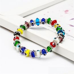 Bedelarmbanden mode sieraden colorf kwade oog armband blauwe ogen elastische kralen armbanden drop levering 2021 dhseller2010 dhseq