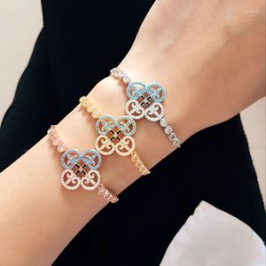 Bedelarmbanden mode sieraden koper mozaïek mozaïek full stone box ketting kan aanpassen maat voortreffelijke holle porselein kit dubbele kleur armband