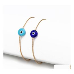 Bracelets de charme Bijoux de mode Symbole turc Bracelet mauvais œil Résine Yeux bleus Chaîne de perles Livraison directe Dhrqz