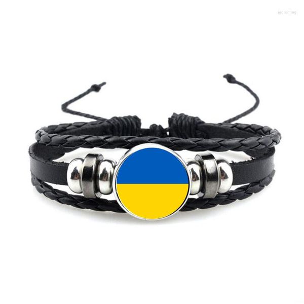 Pulseras con dijes Joyería de moda País de Ucrania Pulsera nacional Bandera Llavero Collar Gemelos Pendientes de botón Clip de oreja