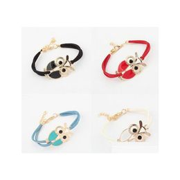 Bracelets de charme Bijoux de mode Bracelet en cuir pour femmes Pendentif Hibou Drop Livraison Dhr6M