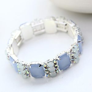 Charm Armbanden Mode Dames Blauw Strass Kristal Stretch Armband Bruids Bruiloft Sieraden Accessoires Meisje Party Temperament Gift