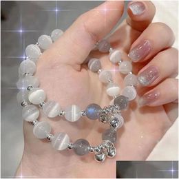 Bracelets de charme Mode Dames Imitation Opal Bell Bracelet Exquis Mignon Perlé Naturel Cristal Bijoux Cadeau Drop Livraison Dhm54