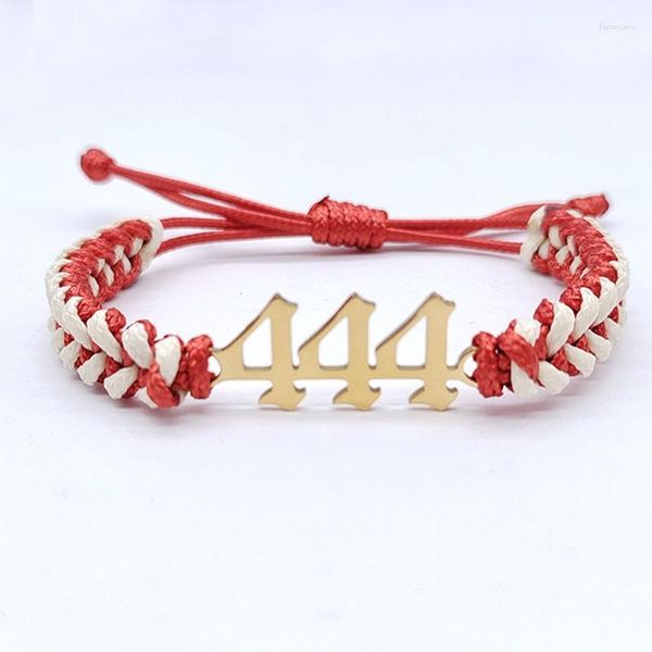 Bracelets porte-bonheur mode Bracelet numéro chanceux pour femmes hommes Couple corde tissée à la main réglable 444 777 bijoux en acier inoxydable cadeau