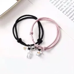 Charm Armbanden Mode Magneet Paar Voor Liefhebbers Astronaut Hanger Vrouwen Mannen Verstelbare Armband Liefde Verjaardag Sieraden Gift