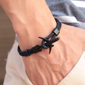 Pulseras con dijes Moda masculina trenzada hecha a mano Paraguas Cuerda Braslet Diseño de aviones creativos Cadena de hilo Braclet Bilezik ArmbandCharm