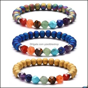 Bedelarmbanden mode heren armband zeven chakra kralen boeddha plating stenen kralen stretch armbanden vrouwen sieraden cadeau dhseller2010 dhplf