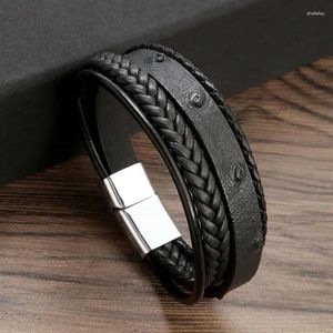 Bracelets de charme Men de mode en cuir bracele en cuir bracelet multicouche marron noir vintage punk unisexe bijoux cadeaux de bracelet