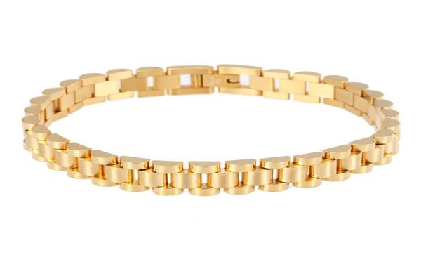 Bracelets porte-bonheur mode hommes Bracelet couleur argent or Bracelet en acier inoxydable jaune chaîne montre chaîne JewlryCharm7616861