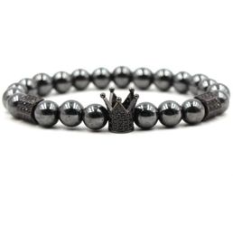 Charme pulseiras moda men039s natural pedra pulseira casal imperial coroa grânulos sorte pulseira jóias para homem gift7378491