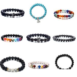 Bracelets de charme Mode Hommes et Femmes Bracelet Pierre Volcanique Couronne Éléphant Soleil Charme Bijoux Convient Pour La Plage D'été G Dhgarden OTC1K