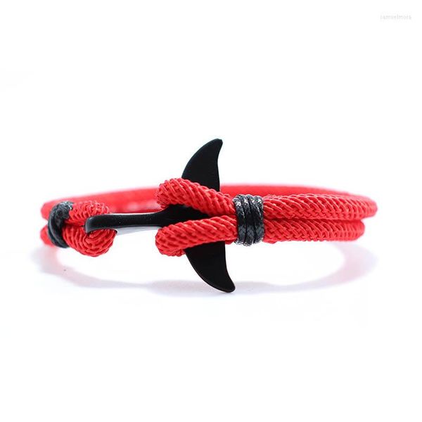 Braccialetti con ciondoli Moda Uomo Bracciale a coda di pesce Doppio strato 4mm Corda milanese Cinturino colorato Nero Gancio semplice Gioielli per sport all'aria aperta Fortunato