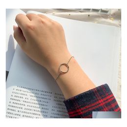 Charm Armbanden Mode Minimalistische Cirkel Armband Goud Kleur Ronde Link Voor Vrouwen Meisjes Sieraden Drop Levering Ot1B3