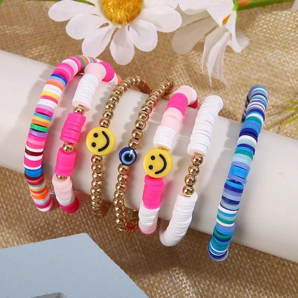 Bracelets de charme Mode Multicouche Sourire Perlé Pour Les Femmes Vintage Boho Brassard Poignet Perles Chaînes Cadeau Couple Bracelet