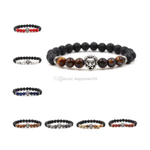 Pulseras de encanto Moda Natural Lava Negro Ojo de Tigre Pulsera de Piedra Turquesa Aromaterapia Difusor de Aceite Esencial para Mujeres Hombres Gota Dhamo