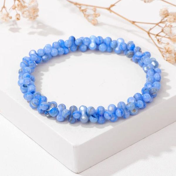 Pulseras de encanto Moda Pulsera de concha natural para mujeres Hombres Madre de perla Forma de hueso Cuentas Joyería femenina hecha a mano