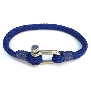 Pulseras con dijes Moda estilo marino Deporte Camping Cordón de paracaídas Hombres con grillete de acero inoxidable Hebilla Joyería SL114