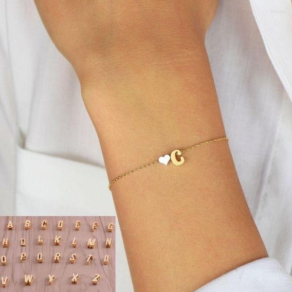 Bracelets à breloques mode personnalisé lettre initiale Bracelet coeur pour femmes sophistiquées et élégantes cadeau d'anniversaire demoiselles d'honneur