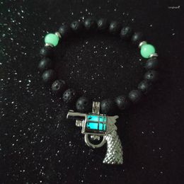 Charm Armbanden Mode Pistool Vorm Lichtgevende Fluorescerende Armband Vulkanische Steen Kraal Handgemaakte Sieraden Klein